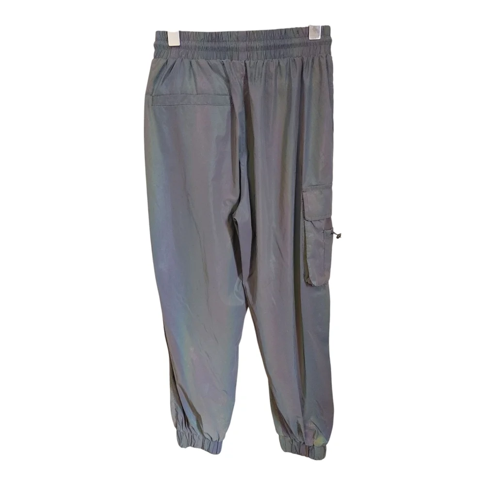 Zara Grey/Holographic Cargo Track Pants with Tapered Fit - Picture 2 of 7